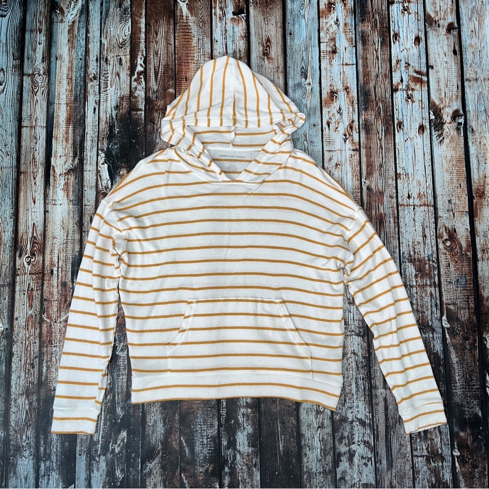 American Eagle Striped Pullover Hoodie